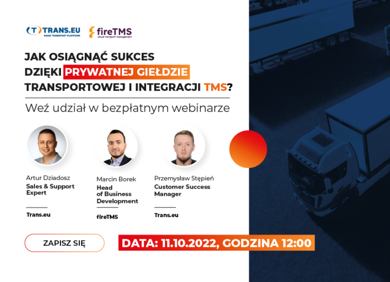 Webinar - jak osiągnąć sukces dzięki prywatnej giełdzie transportowej i integracji TMS - logo